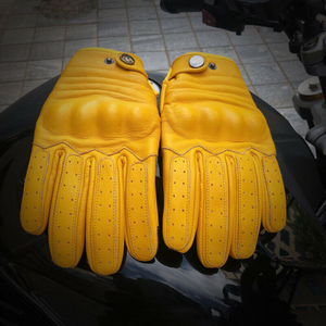 Guantes de Motocicleta Térmicos de Cuero Amarillo, Largos hasta la Muñeca, Transpirables, Estilo Deportivo, para Viajes al Aire Libre, Ciclismo, Primavera y Verano - Product Image 1