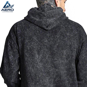 Meilleur produit 2026 pour la vente en gros : Sweat à capuche pour hommes, coupe oversize, vintage, délavé foncé, avec motif tête de mort et impression en relief flamme tour. - Product Image 4