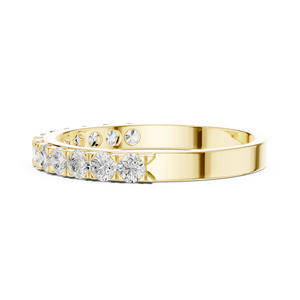 Bague demi-éternité en or jaune avec diamants ronds pour femme, bijoux de mariage et de fiançailles - Product Image 4