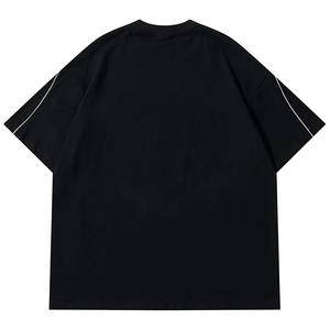 เสื้อยืดแขนสั้นผู้ชายทรงโอเวอร์ไซส์ผ้าถักแต่งแถบสะท้อนแสง แห้งเร็ว ใส่สบาย สไตล์สตรีทแวร์ ขายดี OEM ODM - Product Image 3