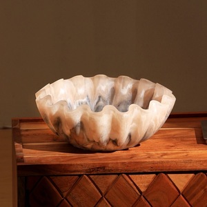 Bol de service en résine gris marbré résistant à la chaleur, non revêtu, pour la décoration de table de fête et de mariage, bol à salade de fruits - Product Image 3