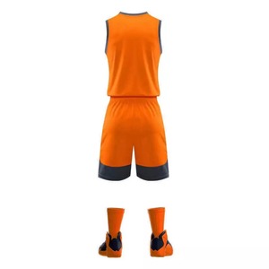 Customizable <b>Orange</b> Basketball Jersey Set Sleeveless V-Neck Shorts 100% Polyester Moisture Wicking Unisex Adult Team Apparel - Product Image 2