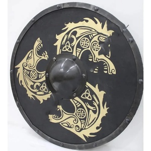 Escudo Vikingo Hecho a Mano de Tela Ahmad de 24 Pulgadas, Diseño Celta Marrón, Acero al Carbono, Grado DIY, Personalizable, ODM/OBM/OEM, Mango de Madera - Product Image 3