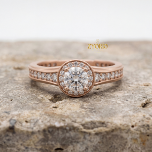Bague de Fiançailles et de Mariage de Luxe en Argent 925 Plaqué Or Rose, Sertie d'un Zircon de Laboratoire Taille Halo 1.0CT Clarté VS2, Monture à Griffes, Idéale pour Cadeau ou Fête - Product Image 2