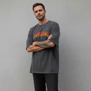 T-shirt Homme Personnalisé Tendance en Coton Lourd 100% de Haute Qualité pour l'Été, Coupe Épaules Tombantes, Idéal pour la Gym, Style Ringer - Product Image 2