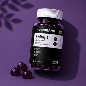 Gummies de Shilajit, Ashwagandha et extrait de Ginseng pour l'énergie, la force et l'endurance masculine, saveur fruits rouges mélangés, soutien vitalité, 30 unités - Product Image 1