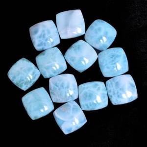 Cabochon carré plat en larimar naturel de haute qualité, pierre précieuse à dos plat, larimar naturel poli haute brillance - Product Image 3