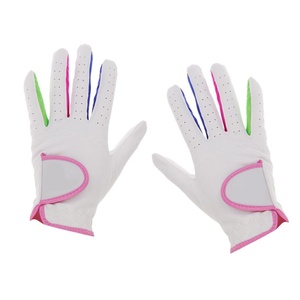 Women's White Golf <b>Gloves</b> Pink Trim Breathable Soft <b>Grip</b> Custom Logo OEM Premium Sports Golf <b>Glove</b> Left Hand - Product Image 4