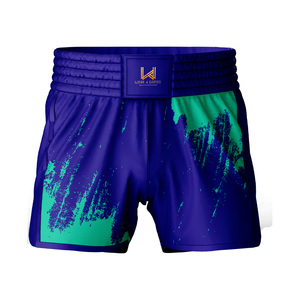 Shorts d'arts martiaux mixtes personnalisés 2026 les plus vendus, imprimé violet-vert, séchage rapide, polyester, coupe classique, taille adulte - Product Image 1