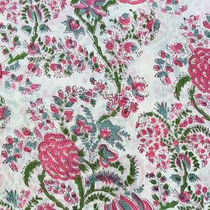 Tissu en coton imprimé au bloc, tissu imprimé au bloc de Jaipur, tissu imprimé au bloc Sanganeri, fabricant OEM en gros - Product Image 4