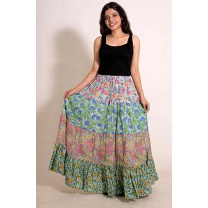 Cotton Patchwork <b>Full</b> Length <b>Skirt</b> Handmade Bohemian <b>Maxi</b> <b>Skirt</b> Travel & Resort Wear - Product Image 5