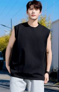 Camiseta sin mangas de algodón 100% para hombre, diseño holgado, borde sin rematar, chaleco de punto, informal, sin mangas, ecológico, anti-UV, cuello redondo, secado rápido - Product Image 5