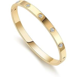 Bracciale in Acciaio Inossidabile Placcato Oro 18K, Gioiello Moda per Donne, Regalo di Compleanno - Product Image 1
