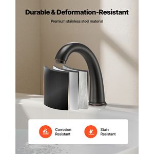 Rubinetto per vasca Romana a 3 fori con cascata e collo d'oca, set rubinetteria da bagno con 2 maniglie, montaggio su piano, per vasca e doccia - Product Image 4