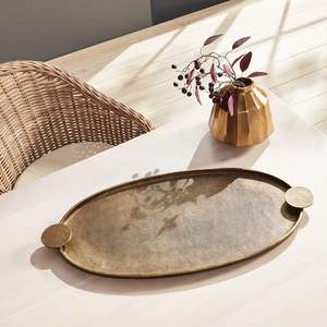 Plateau en laiton avec poignées, plateau de service design en laiton massif, plateau 100% laiton pur avec poignées de transport - Product Image 2