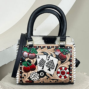 Wholesale Handcrafted Genuine Cowhide <b>Leather</b> <b>Small</b> Speedy <b>Bag</b> Premium Pattern Weekender Travel <b>Bag</b> for Unisex - Product Image 5