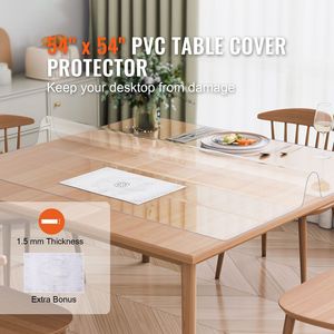 Tovaglia Impermeabile in PVC Trasparente 54 X 54 Pollici, Spessore 1,5 mm, Facile da Pulire, Protezione per Tavolo Quadrato, per Sala da Pranzo e Mobili - Product Image 2