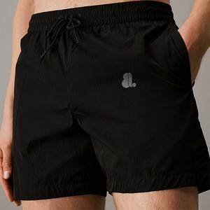 Pantalones Cortos Casuales de Hombre Azul Marino, 100% Poliéster No Tejido, Transpirables, de Secado Rápido, Cintura Media con Cordón, Estilo Urbano Sólido - Product Image 6
