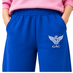 Pantalon de survêtement polaire bleu pour femme, coupe mi-large, avec logo personnalisé, décontracté, taille élastique, poches, pour le sport et le quotidien en automne - Product Image 3