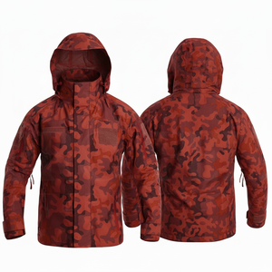 Trendy Fashionable Waterproof Camouflage Hooded Jacket Windproof Outdoor Workwear Lightweight Full Zip <b>Coat</b> with Adjustable Hood - Product Image 3