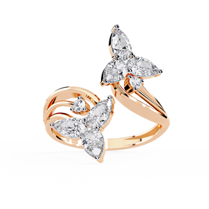 Anillo de Compromiso de Diamantes con Corte Pera en Oro Rosa para Mujer, Estilo Romántico, Joyería de Diamantes Naturales - Product Image 1