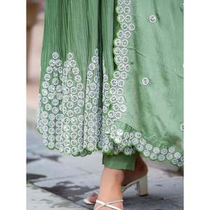 Designer Anarkali Gown and Pant with Dupatta <b>Modest</b> Party Wear <b>Set</b> - Product Image 6