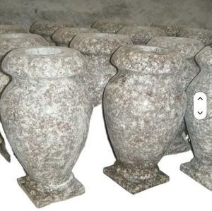 Gray Marble Urn <b>Vase</b> Polished Stone Flower Jar <b>Memorial</b> Urn for Garden Monument Decor - Product Image 1