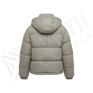 Hooded Quilted Waterproof <b>Bubble</b> Jacket Black Full Sleeve Winter Windproof Cotton Shell Knitted Fabric Polyester Filling Stand - Product Image 2