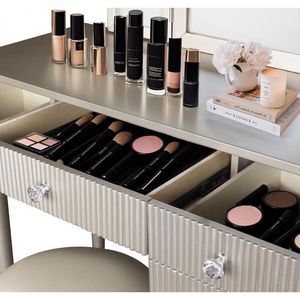 AGODY LED luce specchiata Set di vanità Champange camera da letto trucco/scrivania da lavoro per donne e ragazze mobili Combo per camera da letto make Room - Product Image 4