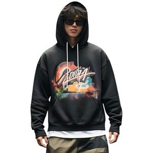Sudadera con capucha de mezcla de algodón lavado ácido piedra Vintage para hombre ropa de calle de algodón de rizo pesado personalizada con cremallera desgastada para invierno - Product Image 1