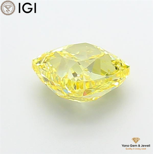Diamant de laboratoire CVD 3,00 carats taille coussin avec certification IGI, clarté VS2, couleur jaune vif fantaisie pour bague élégante de soirée - Product Image 4