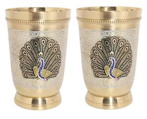 Juego de Servir de Cristal y Latón con Diseño de Pavo Real, Vajilla de Lujo Hecha a Mano - Product Image 6