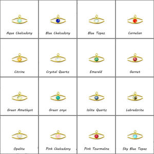 Pendentif œil porte-bonheur en cristal de quartz fait main – Breloque plaquée or Marquise |   Bijoux en gros personnalisés - Product Image 2