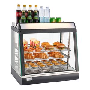 Espositore Riscaldato per Alimenti a 3 Livelli con Luci LED, 1200W, Ripiani Regolabili, Controllo Manuale della Temperatura 86-185°F - Product Image 1