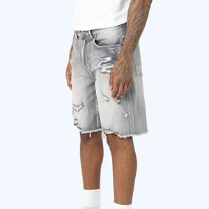 Shorts en jean décontractés pour hommes, nouveau style, respirants, imprimés, de haute qualité, avec logo personnalisé - Product Image 3