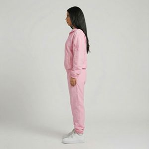 Custom Women <b>Pink</b> Zip Up Hoodie Jogger <b>Tracksuit</b> Cotton Fleece Two Piece Casual Streetwear Sportswear Apparel OEM Set - Product Image 4