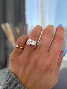 Anillo Toi Moi con diamantes cultivados en laboratorio, corte pera y princesa, para propuesta de matrimonio, regalo para amantes, con joyería de oro amarillo de 14k. - Product Image 5