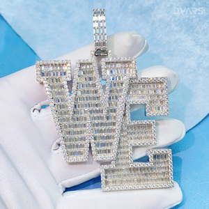 Colgante de Letra Personalizada para Hombre, Chapado en Oro de Lujo, Estilo Hip Hop, con Moissanita VVS de Corte Brillante en Plata de Ley 925, Certificado GCI IDGL - Product Image 1