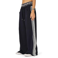 Pantalon d'hiver décontracté coupe droite ample à jambe large, style universitaire, imprimé, épais, écologique, respirant, élastique, délavé à l'acide