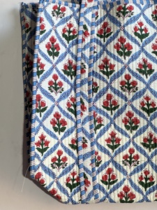 Bolsa de Mano de Algodón con Estampado Floral Azul, Diseño de Paneles, Parte Superior Abierta, para Todas las Temporadas, Estilo Bohemio - Product Image 2