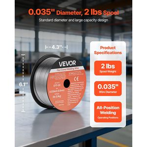Filo per saldatura MIG a nucleo flessibile E71T-GS da 0,035 pollici, senza gas, 2 libbre, per saldatura ad arco in tutte le posizioni su acciaio dolce, a bassa dispersione di scintille - Product Image 2
