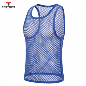 Factory Price Breathable Men Sports Mesh Sleeveless Mesh <b>Singlets</b> for Men Transparent Vest for Sale Transparent Vest - Product Image 2