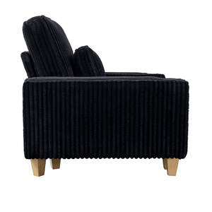 โซฟาคู่ผ้ากำมะหยี่นุ่มสบาย 2 ที่นั่ง พร้อมที่วางแก้วสแตนเลสขัดเงาแบบลึก และหมอนตกแต่ง 2 ใบ สำหรับห้องนั่งเล่น - Product Image 6