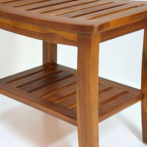 Solid Teak Wood <b>Garden</b> <b>Stool</b> Waterproof Patio Bench with Storage Shelf Small Outdoor Lounge Chair for Balcony Terrace Furniture - Product Image 4