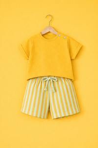 Conjunto de Camiseta y Pantalones Cortos para Niños 100% Bambú y Algodón, Tejido Interlock Suave y Transpirable, Ropa para Bebés de Todas las Temporadas, Personalizable, OEM - Product Image 3