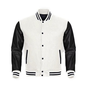 2026 Wholesale High Quality Finished Canvas Custom Design <b>White</b> Winter Baseball Letterman Varsity <b>Jackets</b> for <b>Men</b> College <b>Jacket</b> - Product Image 1
