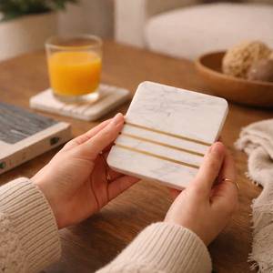Modern Elegant Handmade Polished Marble Stone Coasters Natural Stone Coasters Mug Glass Drinks Wholesale Modern <b>Mats</b> Pads - Product Image 1