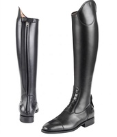 Bottes d'équitation longues professionnelles en cuir de veau lisse avec fermeture éclair arrière, ajustement parfait pour l'équitation par Life Care