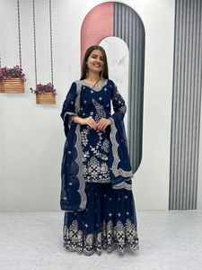 Salwar Kameez bordado con Dupatta |   Vestido de Fiesta Moderno para Mujer, Tejido Georgette Resistente, Elástico y Sin Arrugas, para Todas las Temporadas - Product Image 1