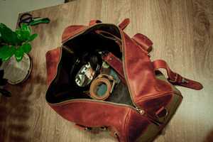 Custom Waxed Canvas Genuine Leather Travel Duffel <b>Bag</b> Large Capacity Sports Gym <b>Bag</b> Overnight <b>Carry</b> <b>On</b> Luggage LCTB-0043 - Product Image 6